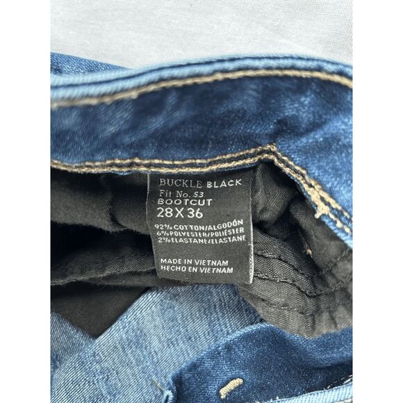 Buckle Black No. 53 Bootcut Jeans Size 28x36 Tall, Medium Wash Wisker Fading - Picture 4 of 10